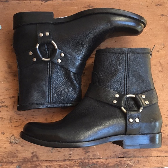 Frye Phillip Black Harness Ankle Boots NWOT - Picture 5 of 7